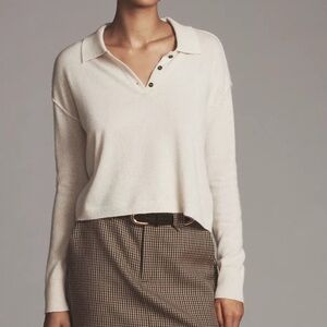 Pilcro Cream V-Neck Women's Sweater 100% cashmere.